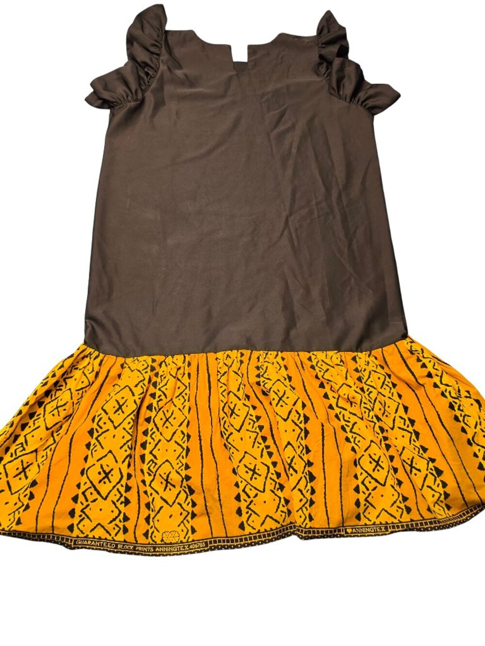 Girls Black Ankara Print Dress Ruffle